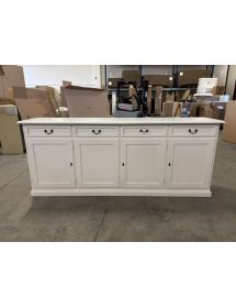 Madia credenza arte povera 4 porte legno bianco maniglie 205x42x85