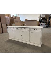 Madia credenza arte povera 4 porte legno bianco maniglie 205x42x85