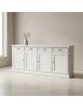 Madia credenza arte povera 4 porte legno bianco maniglie 205x42x85