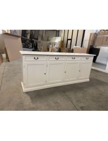 Madia credenza arte povera 4 porte legno bianco maniglie 205x42x85