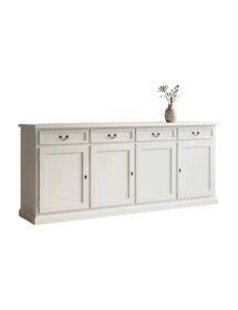 Madia credenza arte povera 4 porte legno bianco maniglie 205x42x85