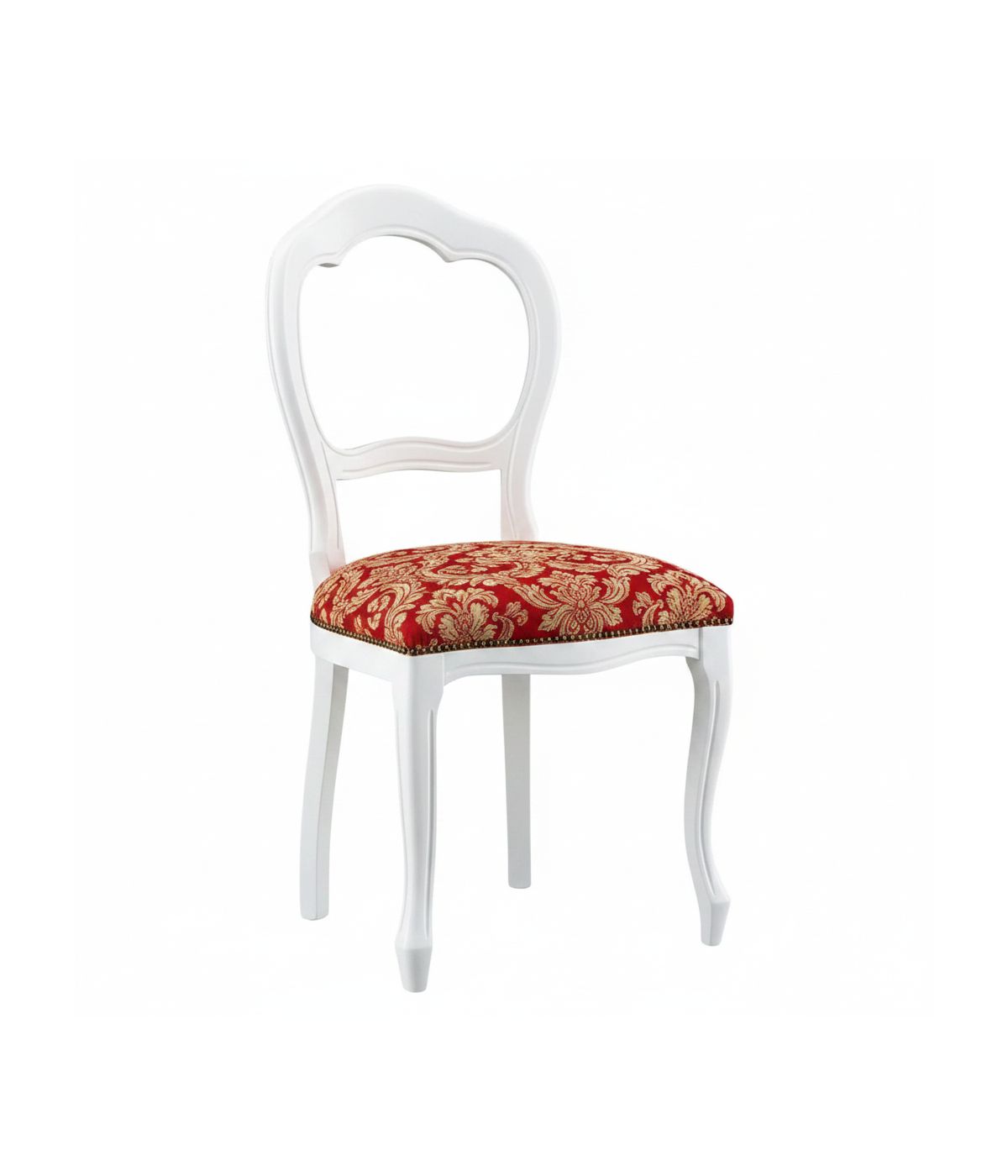 SEDIA LEGNO '600 BIANCO SEDUTA IMBOTTITA CLASSICA