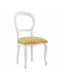 SEDIA '600 LEGNO INTAGLIO BIANCO SEDUTA IMBOTTITA CLASSICA
