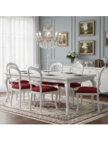 SEDIA '600 LEGNO INTAGLIO BIANCO SEDUTA IMBOTTITA CLASSICA