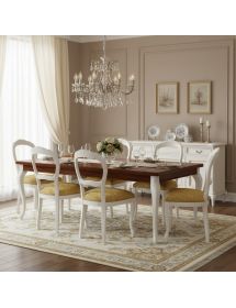 SEDIA '600 LEGNO INTAGLIO BIANCO SEDUTA IMBOTTITA CLASSICA