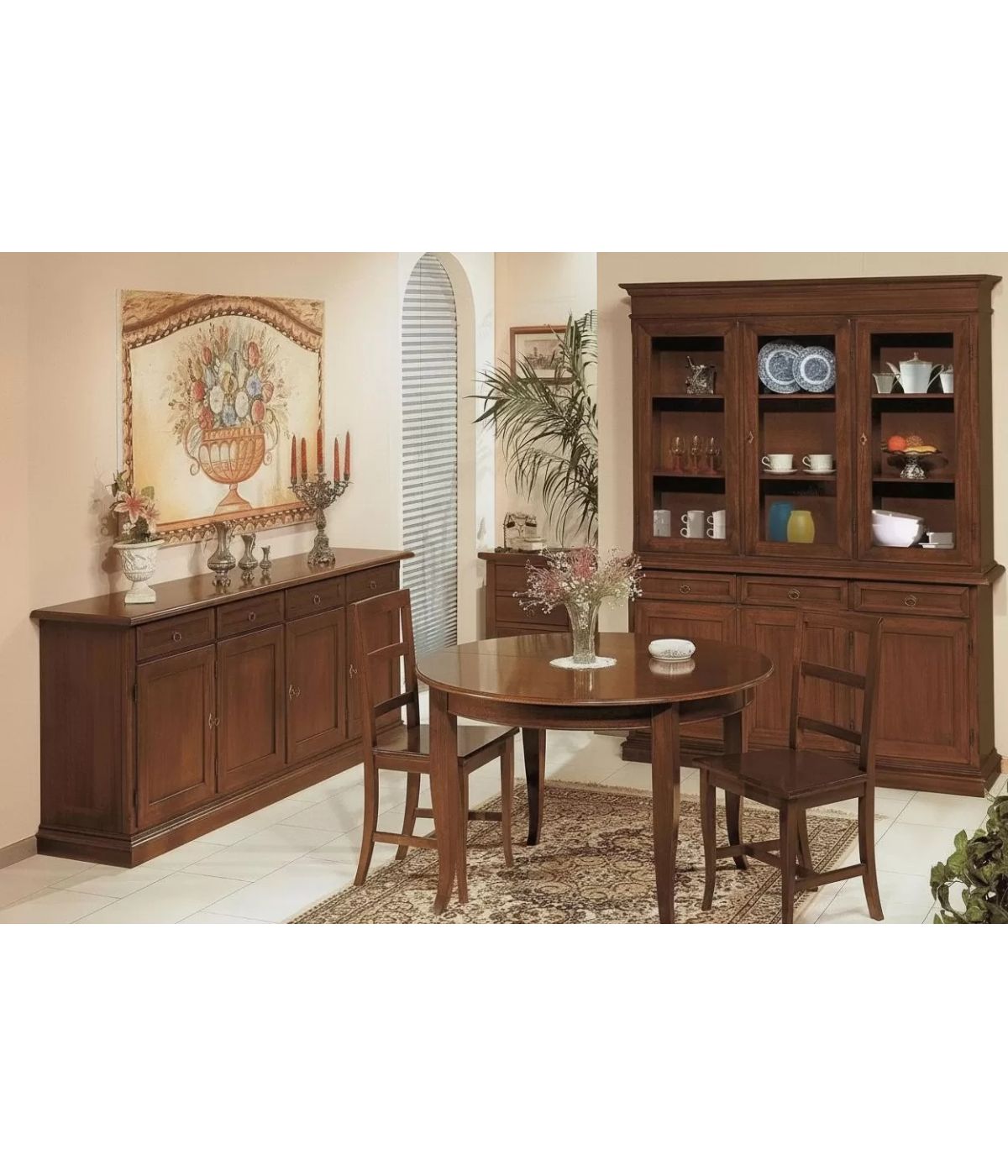 SOGGIORNO ARTE POVERA IN LEGNO MASSELLO TINTA NOCE