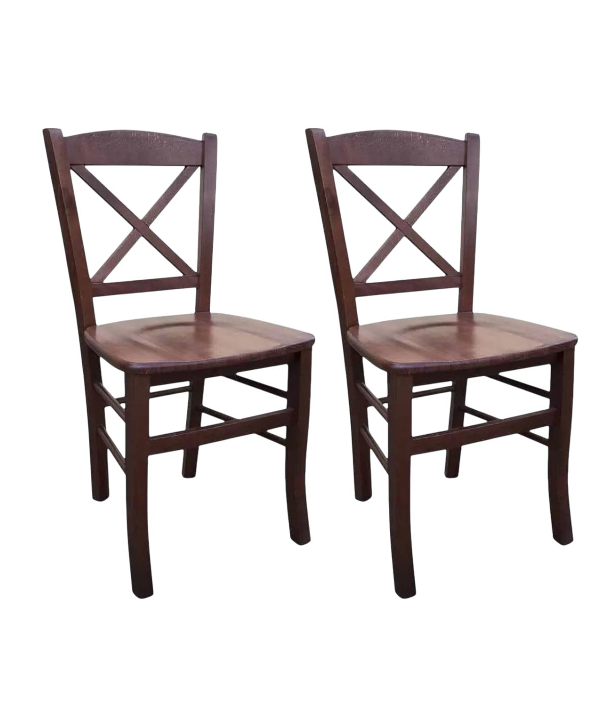 SET 2 SEDIE CROCE LEGNO TINTA NOCE SEDUTA LEGNO (760)