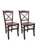 SET 2 SEDIE CROCE LEGNO TINTA NOCE SEDUTA LEGNO (760)