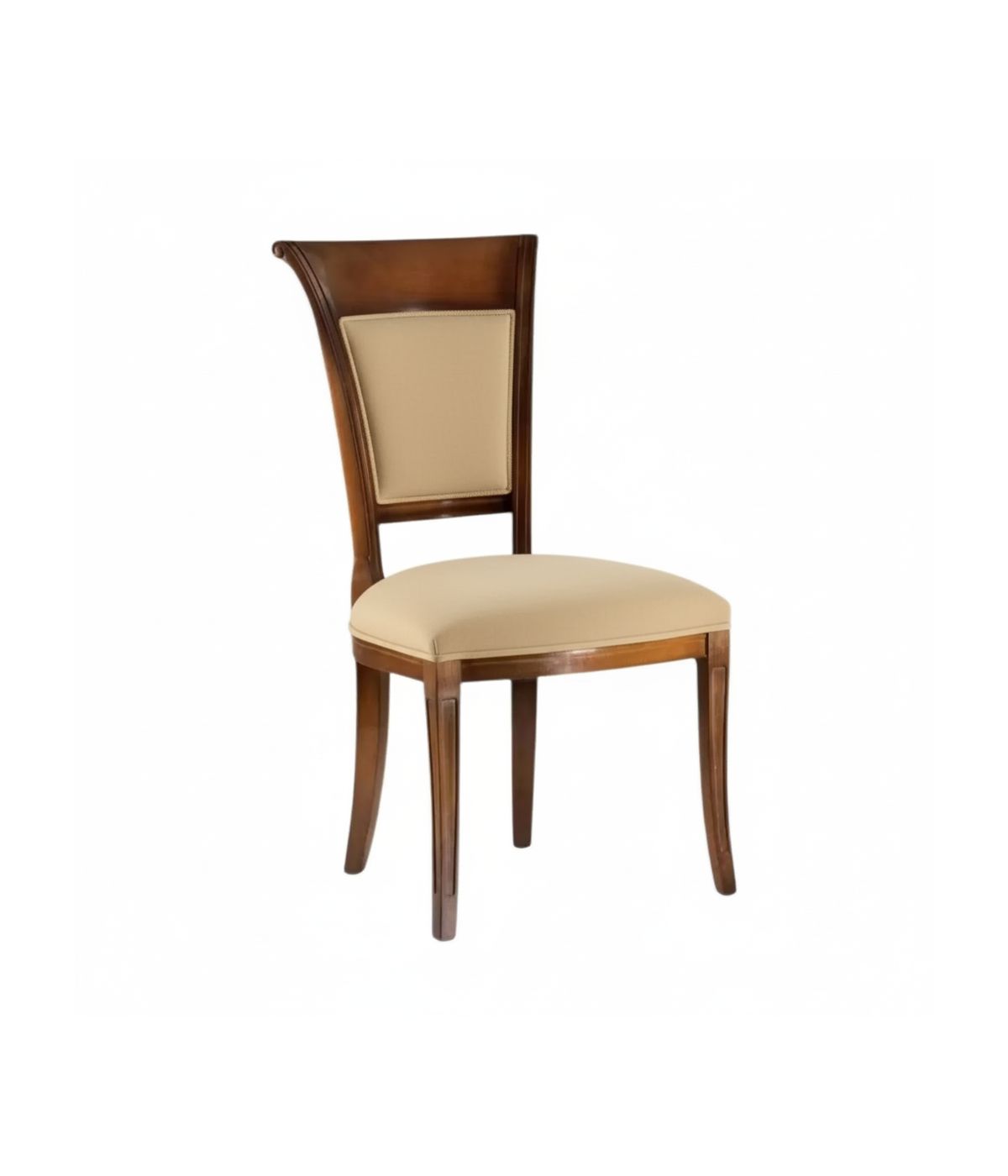 SEDIA IMBOTTITA IN LEGNO MASSELLO INTAGLIATA CON FREGI