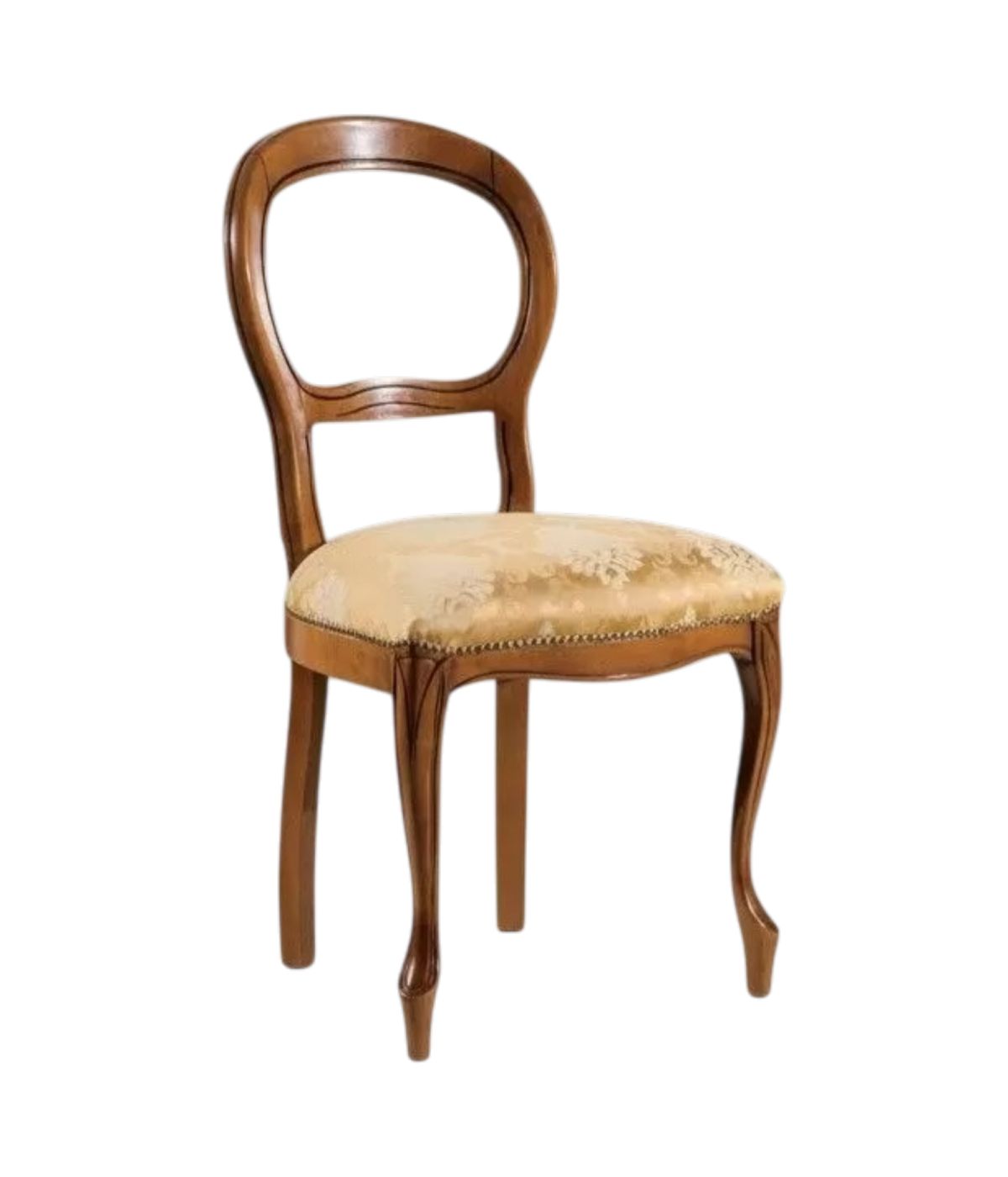 SEDIA IMBOTTITA IN LEGNO MASSELLO INTAGLIATA CON FREGI