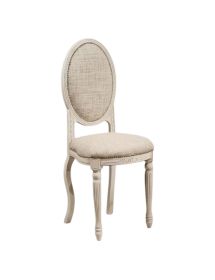 MOBILI 2G - SEDIA SHABBY CHIC IMBOTTITA IN LEGNO MASSELLO INTAGLIATA CON FREGI