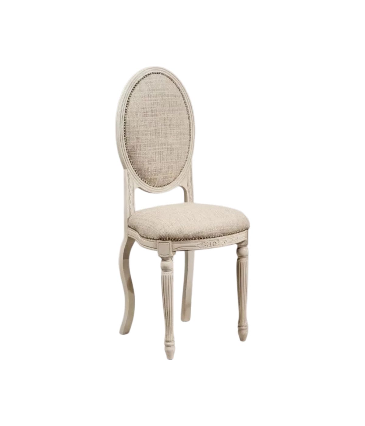 MOBILI 2G - SEDIA SHABBY CHIC IMBOTTITA IN LEGNO MASSELLO INTAGLIATA CON FREGI