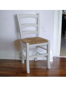 SET 02 SEDIE IN LEGNO MASSELLO FINITURA BIANCO/PAGLIA (1007)