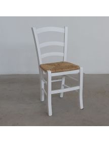 SET 02 SEDIE IN LEGNO MASSELLO FINITURA BIANCO/PAGLIA (1007)
