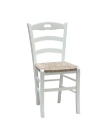 SET 2 SEDIE SHABBY IMPUGNATURA LEGNO/PAGLIA LACCATA BIANCA (1022)