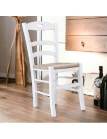 SET 2 SEDIE SHABBY IMPUGNATURA LEGNO/PAGLIA LACCATA BIANCA (1022)