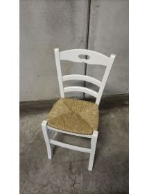 SET 2 SEDIE SHABBY IMPUGNATURA LEGNO/PAGLIA LACCATA BIANCA (1022)