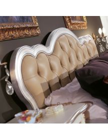 Letto matrimoniale Classico Legno Bianco Argento oro capitonnè 183x202