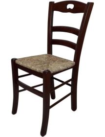 SET 2 SEDIE ARTE POVERA TINTA NOCE LEGNO/PAGLIA (589)