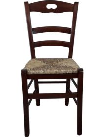 SET 2 SEDIE ARTE POVERA TINTA NOCE LEGNO/PAGLIA (589)