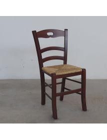 SET 2 SEDIE ARTE POVERA TINTA NOCE LEGNO/PAGLIA (589)