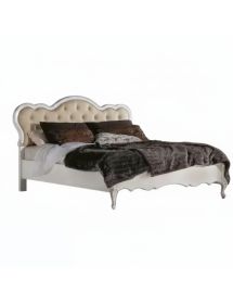 Letto matrimoniale Classico Legno Bianco Argento oro capitonnè 183x202