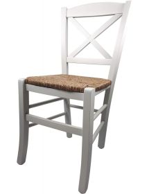 SET 2 SEDIE SHABBY CROCE LEGNO/PAGLIA LACCATO BIANCO (714)