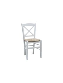 SET 2 SEDIE SHABBY CROCE LEGNO/PAGLIA LACCATO BIANCO (714)