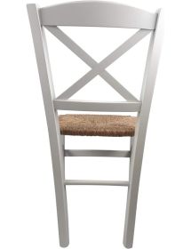 SET 2 SEDIE SHABBY CROCE LEGNO/PAGLIA LACCATO BIANCO (714)