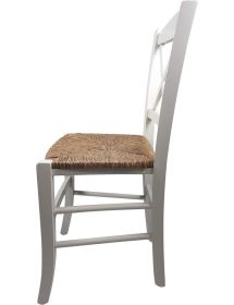 SET 2 SEDIE SHABBY CROCE LEGNO/PAGLIA LACCATO BIANCO (714)