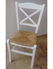 SET 2 SEDIE SHABBY CROCE LEGNO/PAGLIA LACCATO BIANCO (714)
