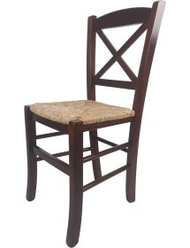SET 2 SEDIE CROCE LEGNO/PAGLIA TINTA NOCE (761)