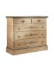 MOBILI 2G -  Cassettiera arte povera 5 cassetti legno shabby avorio 117x51x101 VISTA FRONTALE