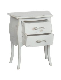 MOBILI 2G - Gruppo 1 Cassettiera 2 Comodini bombati legno shabby bianco consumato vista frontale