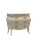 MOBILI 2G - Cassettiera sagomata 3 cassetti legno shabby avorio anticato 116x45X85 vista frontale