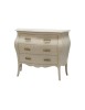 MOBILI 2G - Cassettiera sagomata 3 cassetti legno shabby avorio anticato 116x45X85 vista frontale