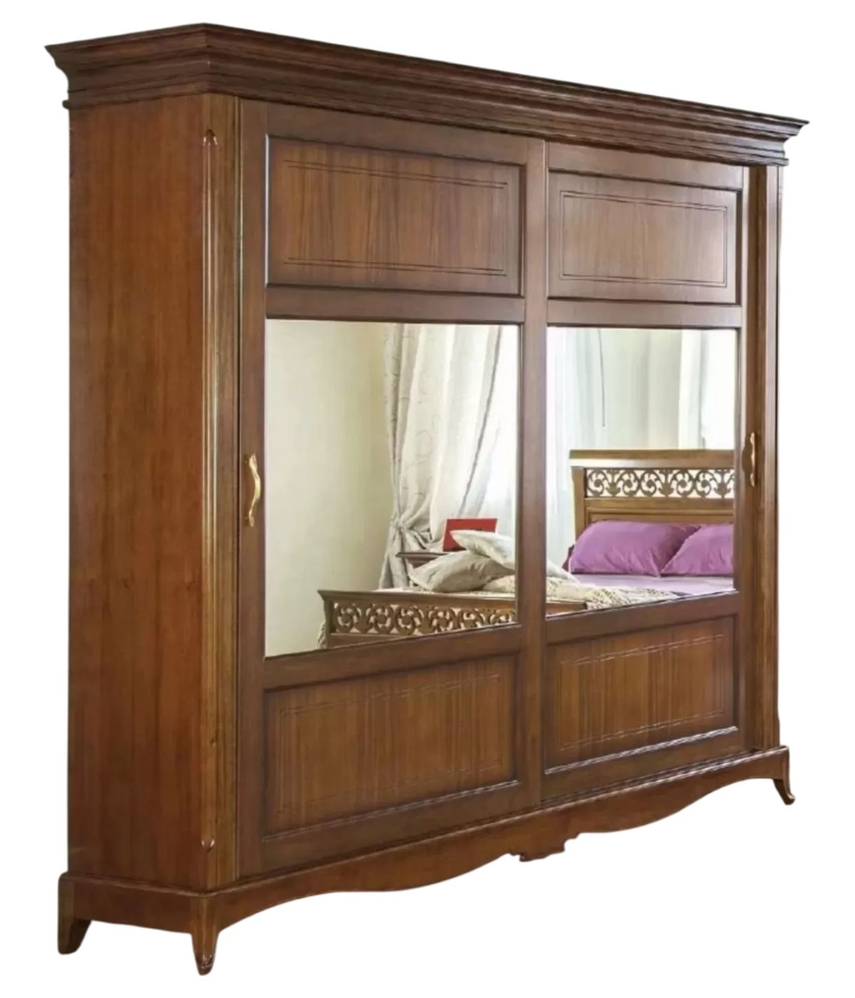 Armadio 2 porte scorrevoli classico legno noce bassano 273x69x259