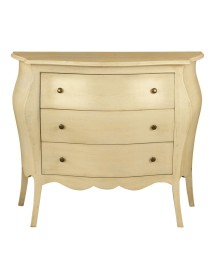 MOBILI 2G - Cassettiera sagomata 3 cassetti legno avorio anticato 116x42X85 vista frontale