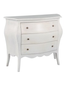 MOBILI 2G - Cassettiera sagomata 3 cassetti legno shabby bianco anticato 116x42X85 vista frontale
