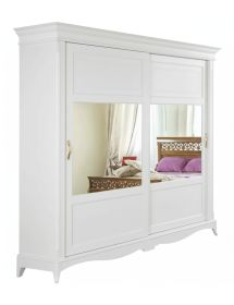 Armadio 2 porte scorrevoli classico legno bianco 273x69x259