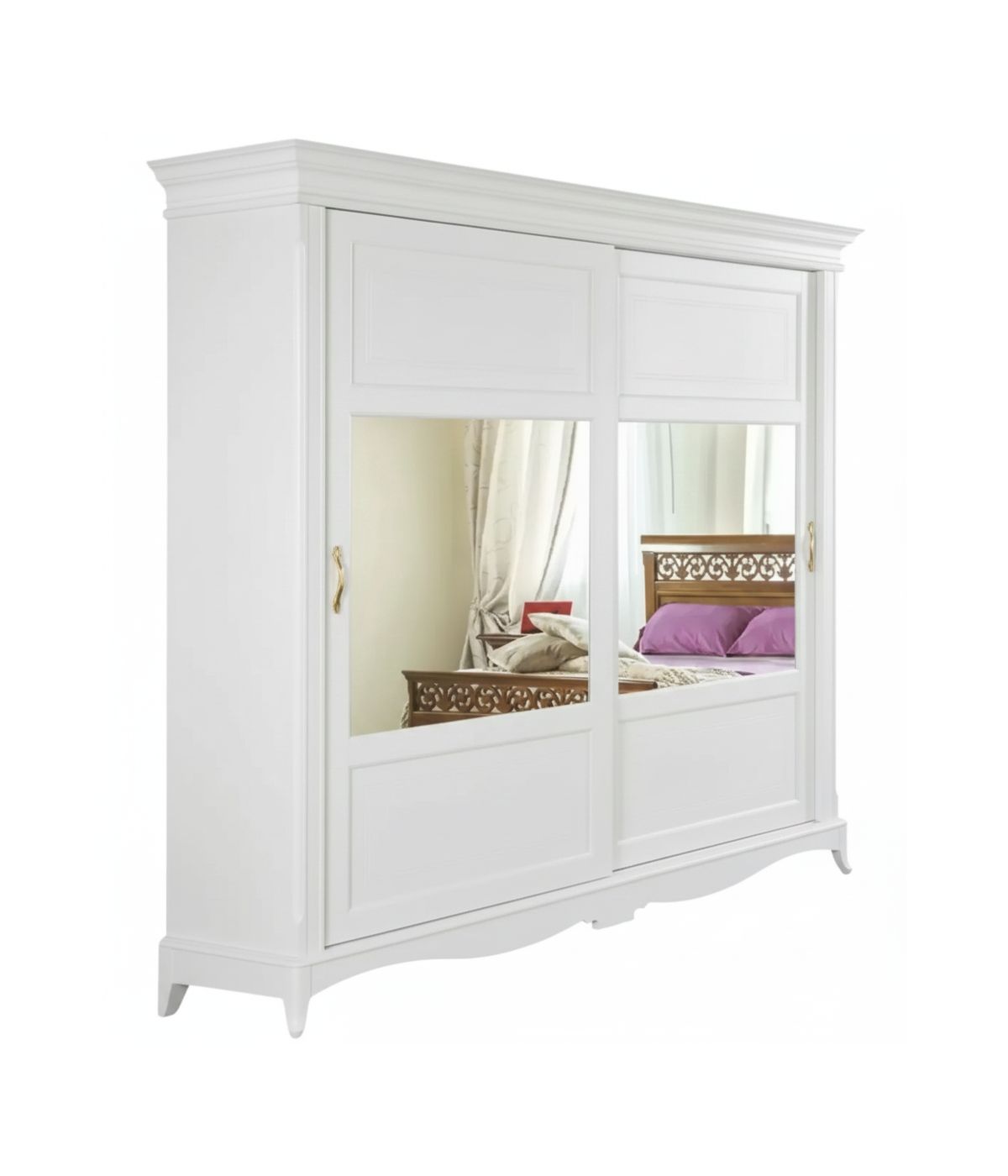 Armadio 2 porte scorrevoli classico legno bianco 273x69x259