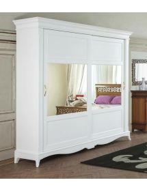 Armadio 2 porte scorrevoli classico legno bianco 273x69x259