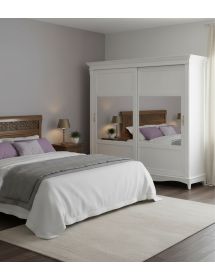 Armadio 2 porte scorrevoli classico legno bianco 273x69x259