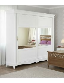 Armadio 2 porte scorrevoli classico legno bianco 273x69x259