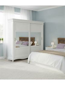 Armadio 2 porte scorrevoli classico legno bianco 273x69x259