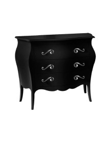 MOBILI 2G - Cassettiera sagomata 3 cassetti legno nero opaco argento 116x42X85 vista frontale