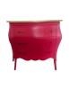 MOBILI 2G - Cassettiera shabby 3 cassetti legno laccato rosso lampone filo oro 116x45x85 VISTA FRONTALE