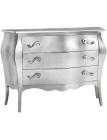 MOBILI 2G - Comò 3 cassetti bombato 116*45*85 ARGENTO (1914) vista frontale