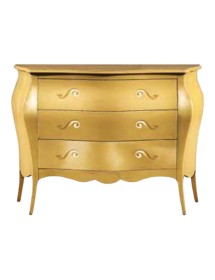 MOBILI 2G - Comò 3 cassetti bombato 116x45x85xORO (1311) vista frontale