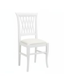 Sedia legno bianca classica imbottita stoffa  44x46x96